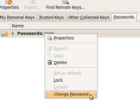 The change password option