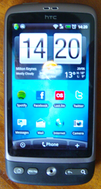 Front of the HTC Desire