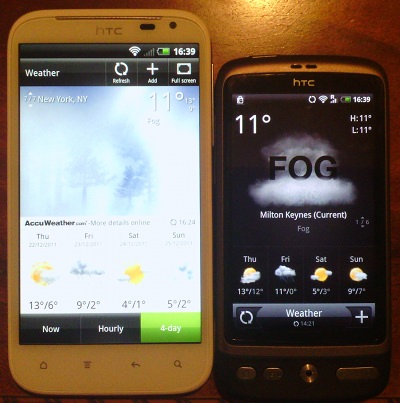 HTC Sensation XL and Desire side by side