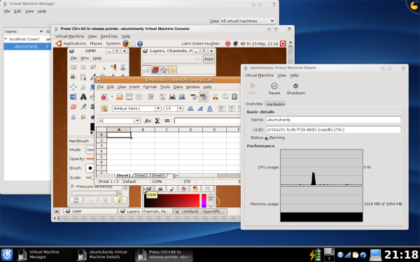 KVM and Virt-Manager running on Kubuntu KDE4 Remix