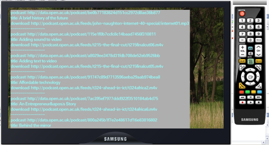 Emulated Samsung TV Apps device showing Linked Data output