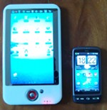 Eken M001 and HTC Desire side by side