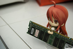 Small figure carrying a memory module