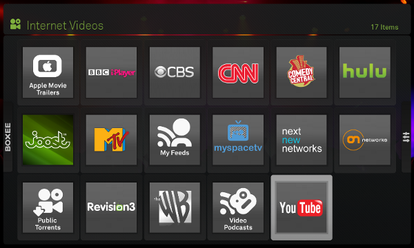 The original Boxee user interface