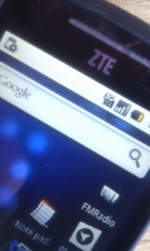 Partial view of the screen and top of the ZTE Racer